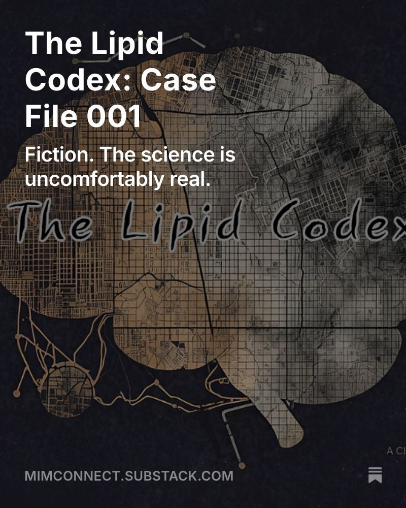 The Lipid Codex diagram of a brain, stating Fiction. The science is uncomfortably real The Lipid Codex diagram of a brain, stating Fiction. The science is uncomfortably real